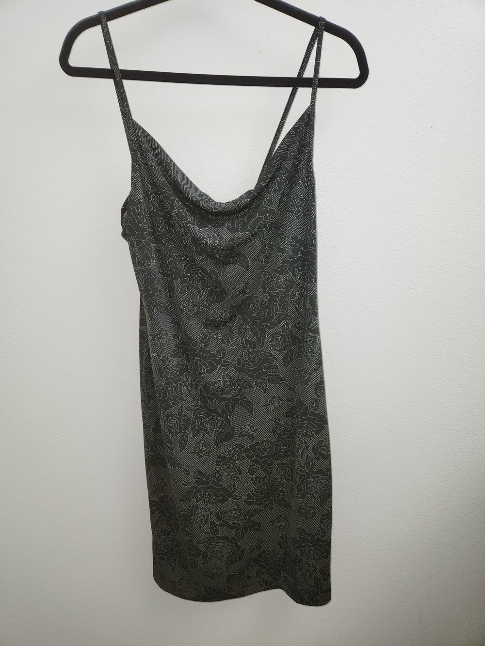 We The Free Charcoal Floral Cowl Midi Dress